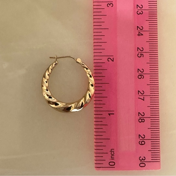14k Solid Gold Twisted Hoop Earrings - Picture 16 of 16